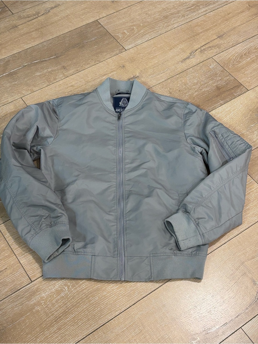 American Rag Gray Bomber Jacket Women’s Small Lightweight Zip Front utility coat - Picture 2 of 7